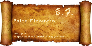 Balta Florentin névjegykártya